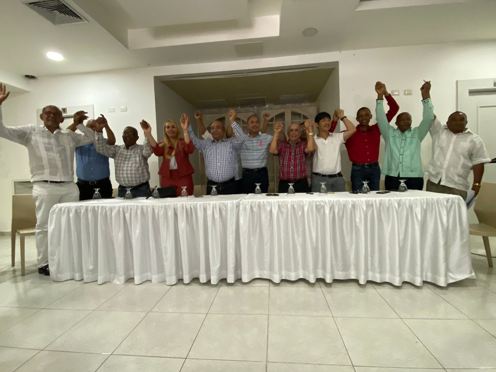 Representantes de los partidos que respaldan precandidatura de Niño López en San Francisco de Macorís.