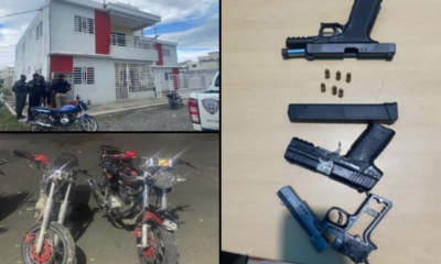 pistolas y motocicletas ocupadas.