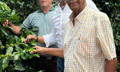 José A. Tejeda, presidente del Consejo de Apoyo a Jarabacoa, junto a técnicosen la inspección de los cafetales